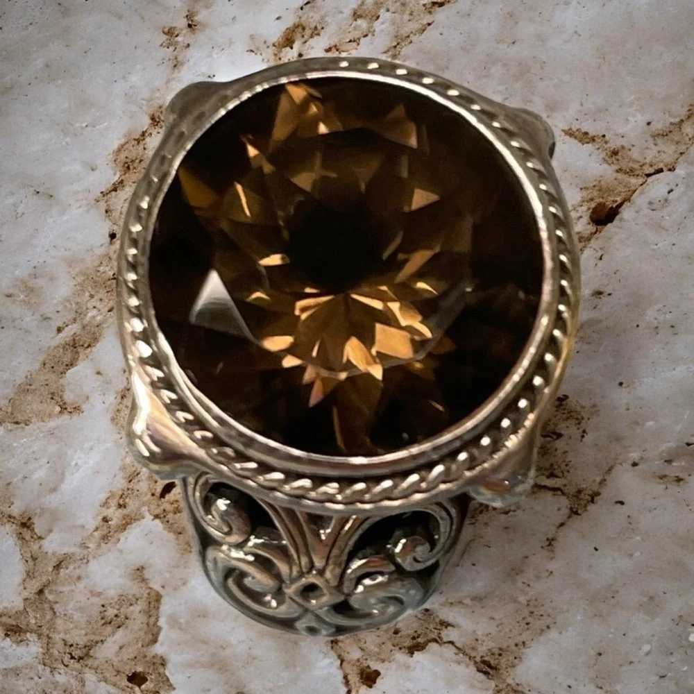 Samuel L. Benham Balinaise Sterling & Smoky Quartz Gemstone Ring size 5 NWT
